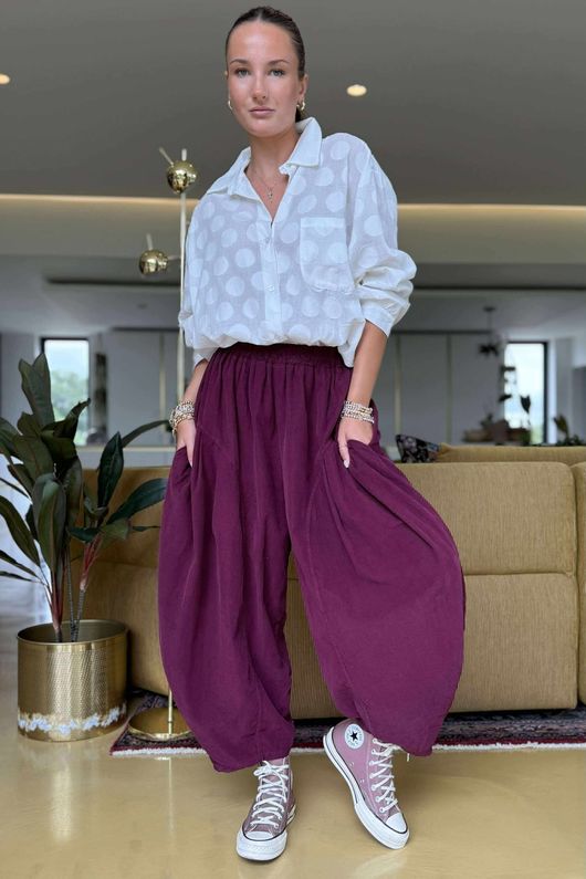 Made in Italy Cooper Needlecord Sia Pant Beetroot